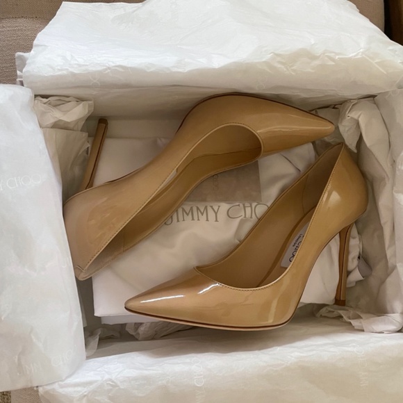 Jimmy Choo Romy 100 in Nude Patent Leather - Picture 6 of 6